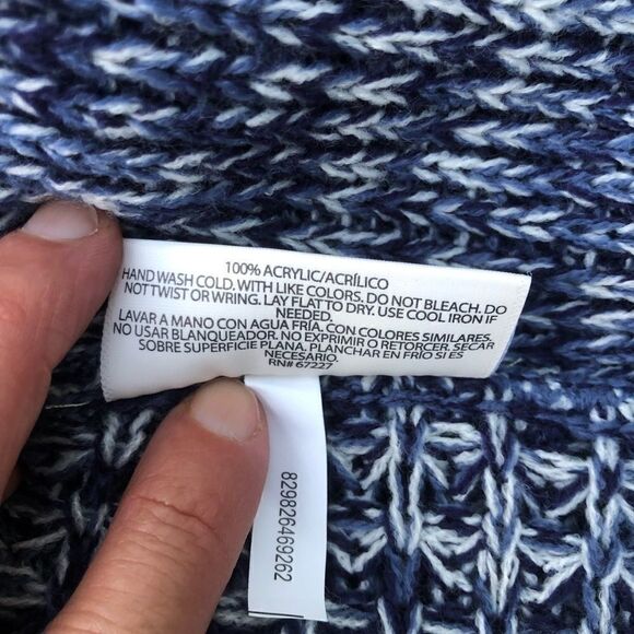 Bobbie Brooks Ladies Blue White Marble Long Length Knit Sweater Cardigan Sz L - Picture 8 of 11